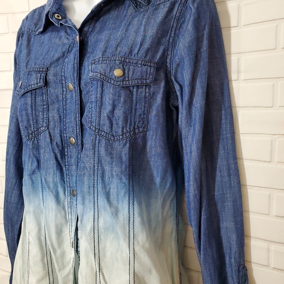 Life In Progress Ombre Jeans Button Down Shirt - Picture 2 of 6